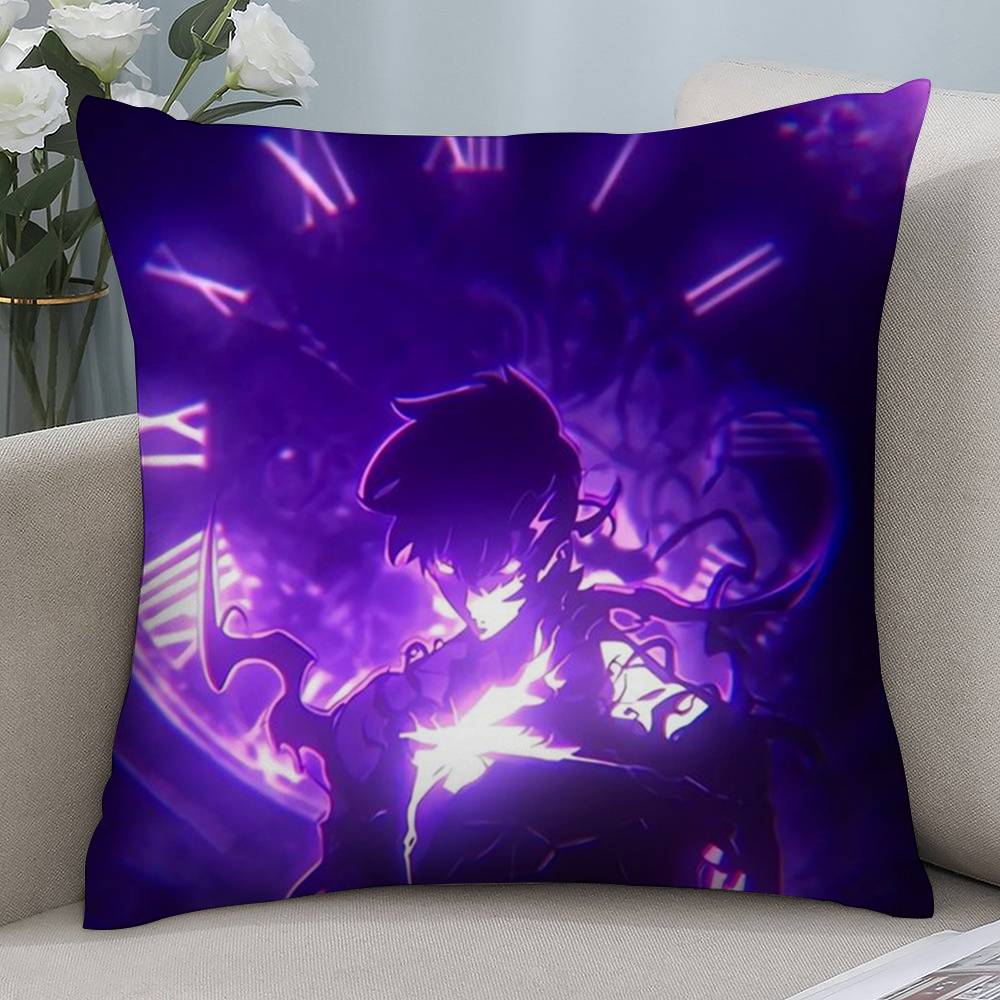 Hot Anime S-Solo Leveling Pillow Case Short plush Double-sided Print Square Throw Pillow Covers Sofa Home Cushion Decor