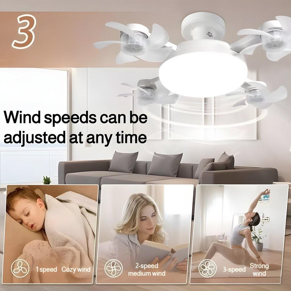Household Invisible Remote Control Fan Lamp Dimmable Electric Ceiling Fan E27 Screw Drone Modeling Fan Lights