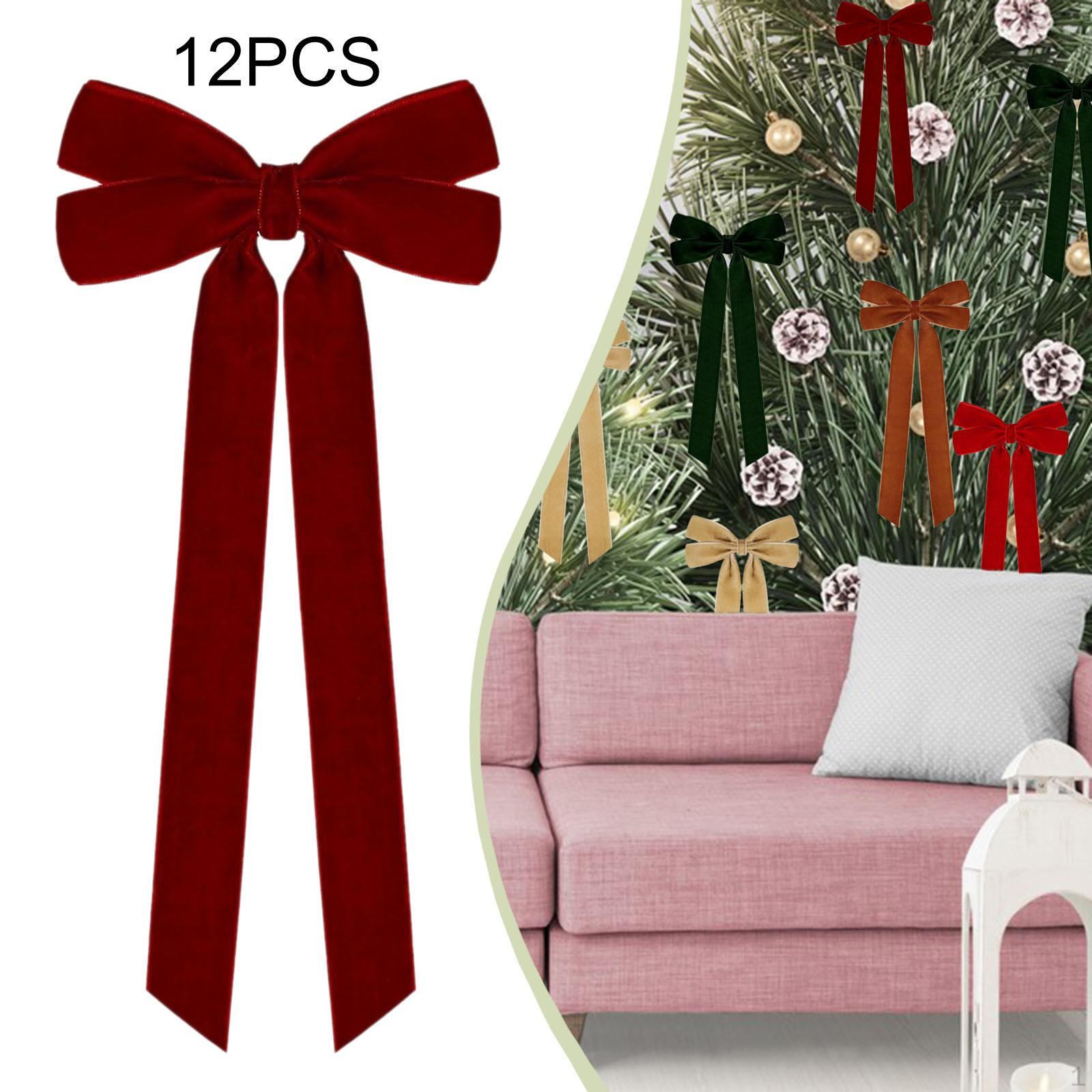 

12 штук Рождественский бархатный дверной венок декор Рождественское украшение Винтажный венок бант для Claret