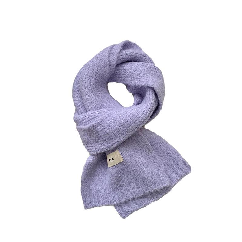 Scarf women's winter high-end sense new solid color warm imitation cashmere scarf knitted scarf shawl