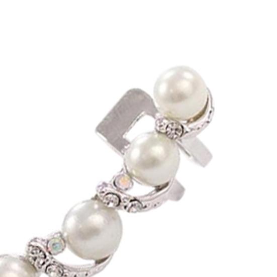1Pc Women Rhinestone Faux Pearl Ear Clip Cuff Earring for Left Ear