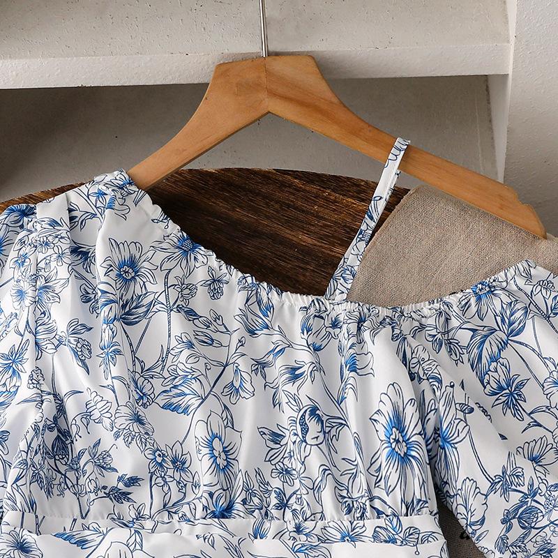 Girls' Fashion Dress 2025 Autumn Children's Single-shoulder Strappy Long-sleeved Princess Dress