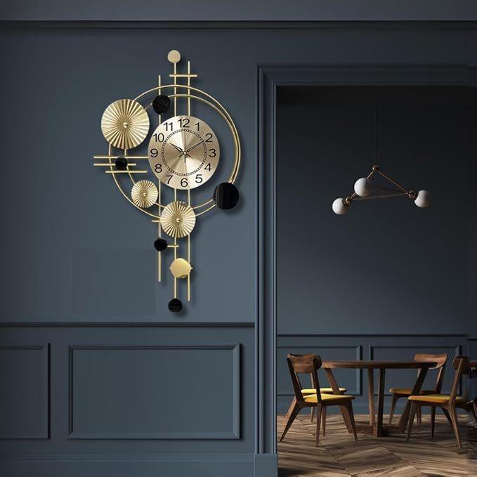 Metal Wall Clock for Living Room, Silent Sweep Machine, Luxury Metal Hanging Wall Art Clock, Ideal Home Decor Items