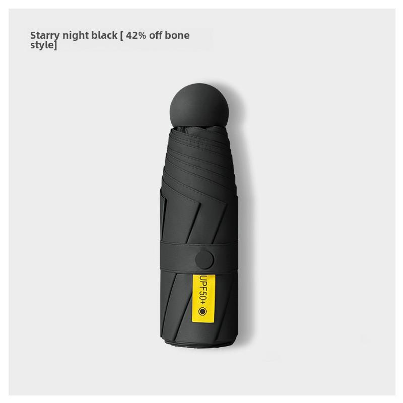 Portable Women's Sun Protection Umbrella - Mini Black Capsule Design