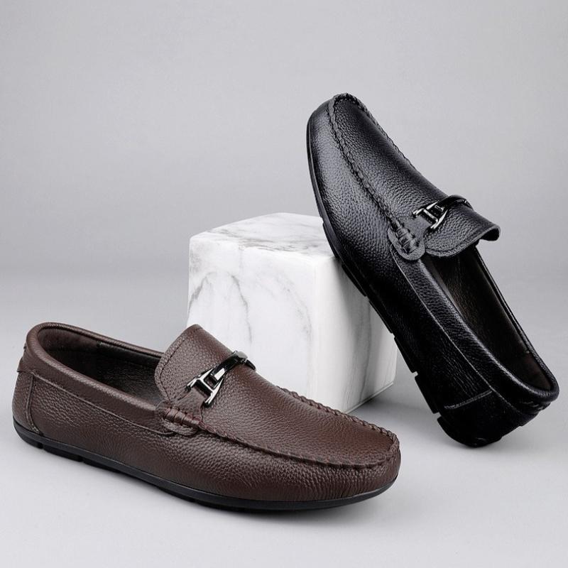 Fashion Designer Men's Genuine Leather Casual Shoes Business Style Formal Shoes Interview Commuting Versatile Men's Flat Loafers