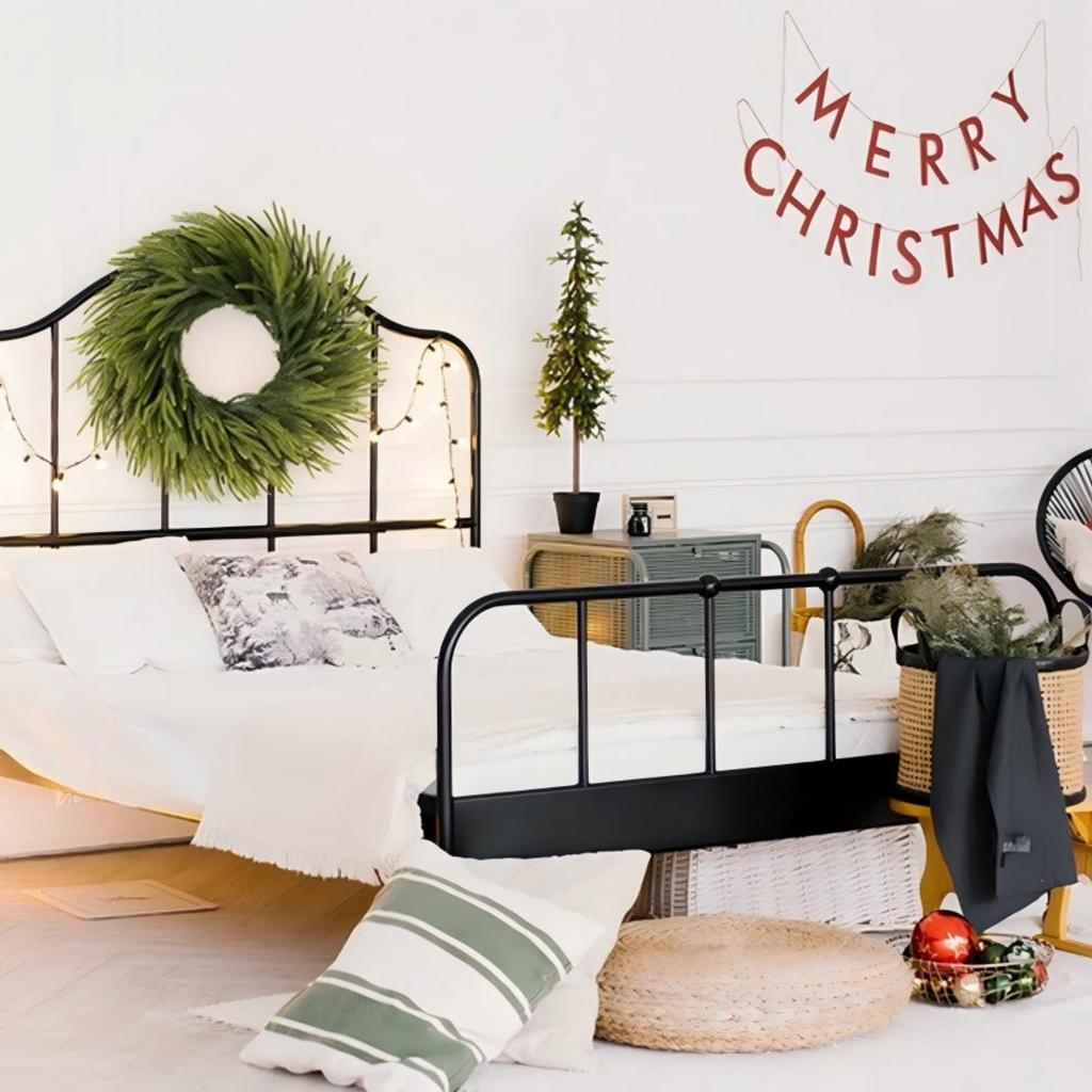 Coroană de Crăciun Norfolk PE Textură Cauciuc Moale Ace și Viță de Pin Decorațiune de Crăciun