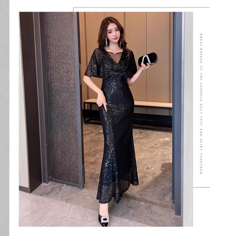 New High-end Tassel Bright Fishtail Banquet Elegant Temperament Noble Party Host Party Dress Woman