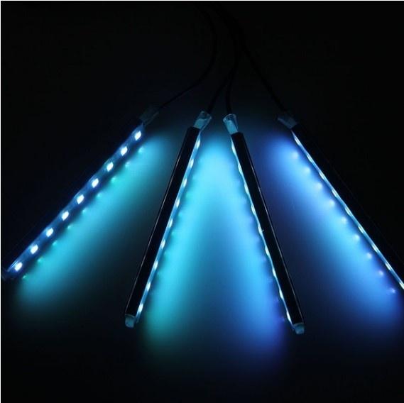 4x 9 LED RGB Car Interior Atmosphere Footwell Strip Light USB Charger Decor Lamp