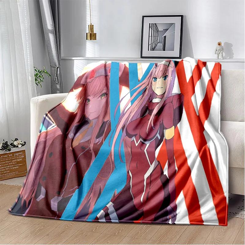 3D Sexy Girl Zero Two DARLING In FRANXX Soft Plush Blanket,Flannel Blanket Throw Blanket for Living Room Bedroom Bed Sofa Picnic