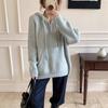 Large size lazy wind hooded sweater for women to wear autumn and winter new loose design semi-zipper knitted sweater top for women