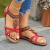 Fashion Bohemian Style Butterfly Flat Sandals for Women Summer Retro Striped Roman Sandals Woman Plus Size 43 Comfort Casual Beach Shoes