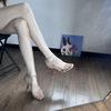 2025 New Summer Fashion Square Head Sexy Narrow Band Open Toe Brand Luxury Design Women's High-heeled Sandals heels