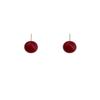 S925 Sterling Silver Red Mantou Pearl Stud Earrings - Retro Hong Kong Style, Elegant, High-End Fashion Accessories for Women