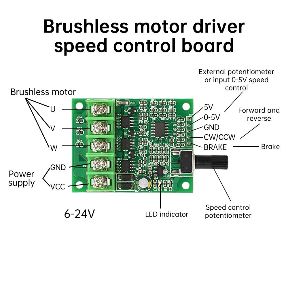 DC 5-24V Speed Controller Brushless Driver Module, 3 Phase Fan Motor Controller with DC Port For ESC, hard disk fan, DC motor