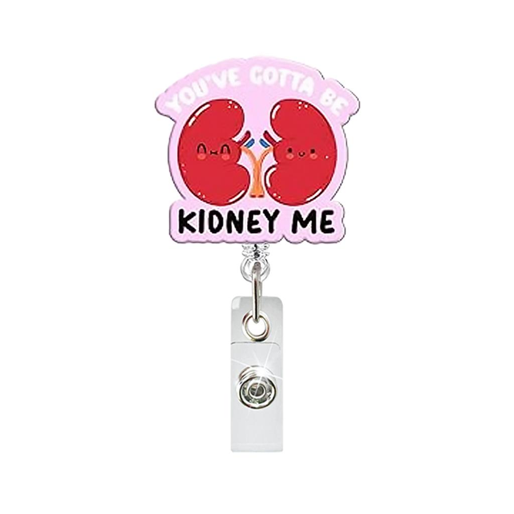 Cute Medical Organ Acrylic Badge Reel Retractable Nurse ID Badge Holder with Lung Kidney Design Clip for Doctor Office Supplies