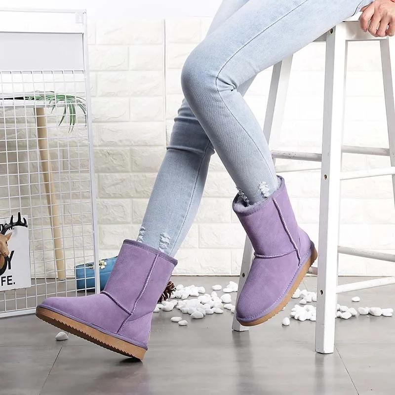 100% Echt Koeien Suède Leer Sneeuwschoenen Dames Topkwaliteit Australische Laarzen Winterlaarzen Voor Dames Warm Botas Mujer 37