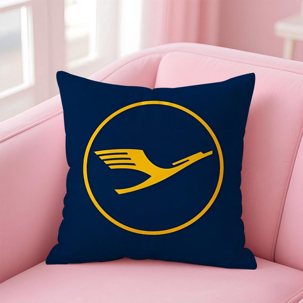 Deutsche Lufthansa German Airlines Pillow Case Anti-dustmite Pillowcase Invisible zipper silky short plush Sofa cushion cover