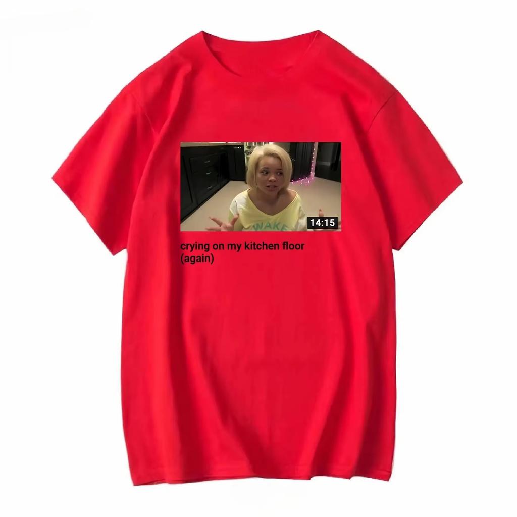 Iconic Trisha Pastas YouTube Video Crying on Kitchen Floor Short Sleeves Vintage Homme Y2k Unisex Sale Tops