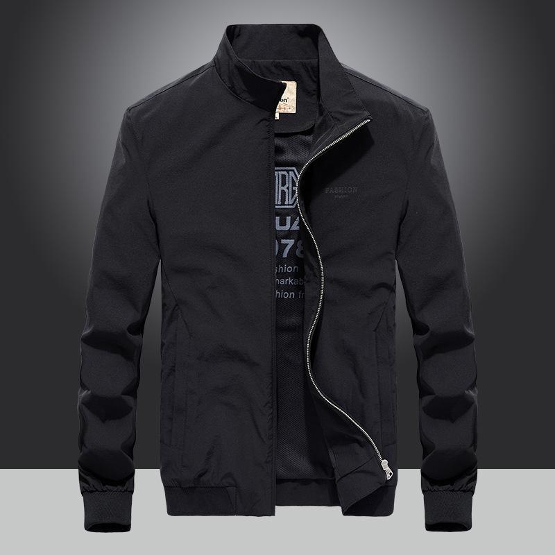 Autumn New Men's Stand-up Collar Four-sided Elastic Quick-drying Jacket Men's Single-layer Shrink-sleeved Elastic Jacket