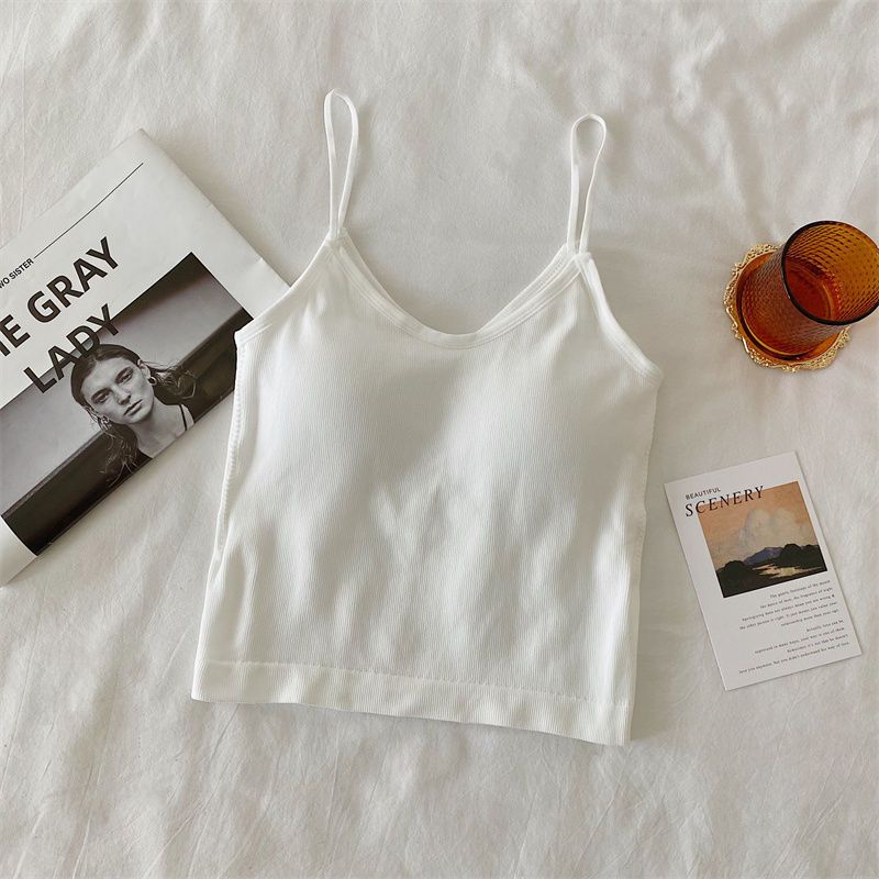 

Жіноча безрукавка на підтяжках з V-подібним вирізом, суцільний колір, сексуальна безрукавка M білий