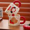 Cute Tomato Mug with Lid Creative Souvenir Gift Water Cup for Girls  High Looking Ceramic Cup  Breakfast Milk Cup