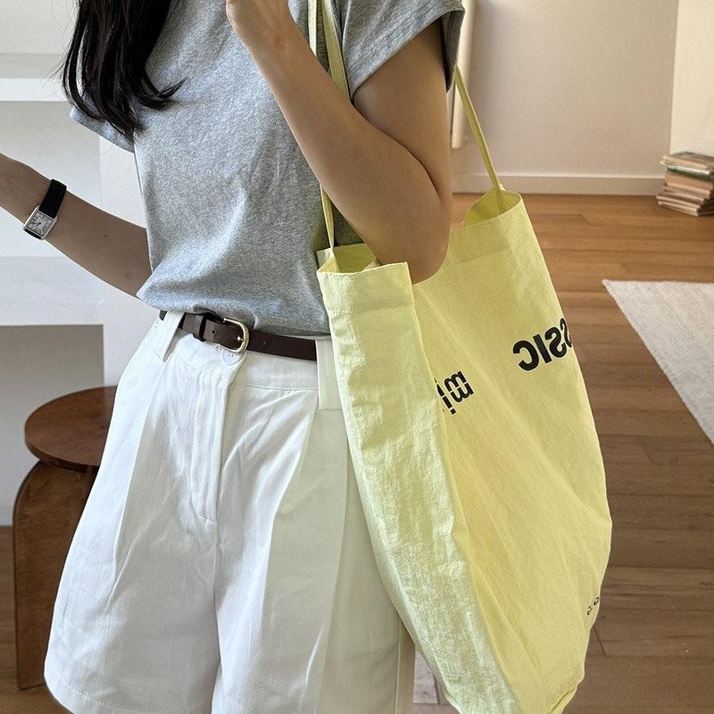 Stylish Yellow Canvas Tote Bag For Summer With Spacious Design Perfect For Commuting And Shopping