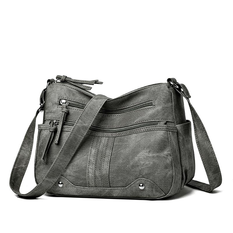 Damen Leichte Umhängetasche mit Mehreren Fächern & Verstellbarem Riemen Lässige Schultertasche