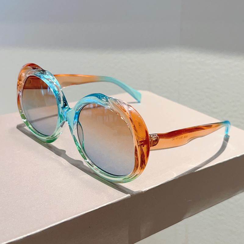 Oversized Round Sunglasses  Fashion Gradient Multicolor Outdoor Shades Trendy Brand Design Beach Holiday Sun Glasses