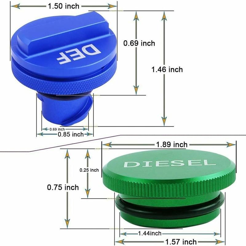 2Pack Aluminum Magnetic Diesel Fuel Cap And DEF Cap Combo Pack Compatible with Dodge Ram - Fuel Lid Replacement for Vehicle Effi