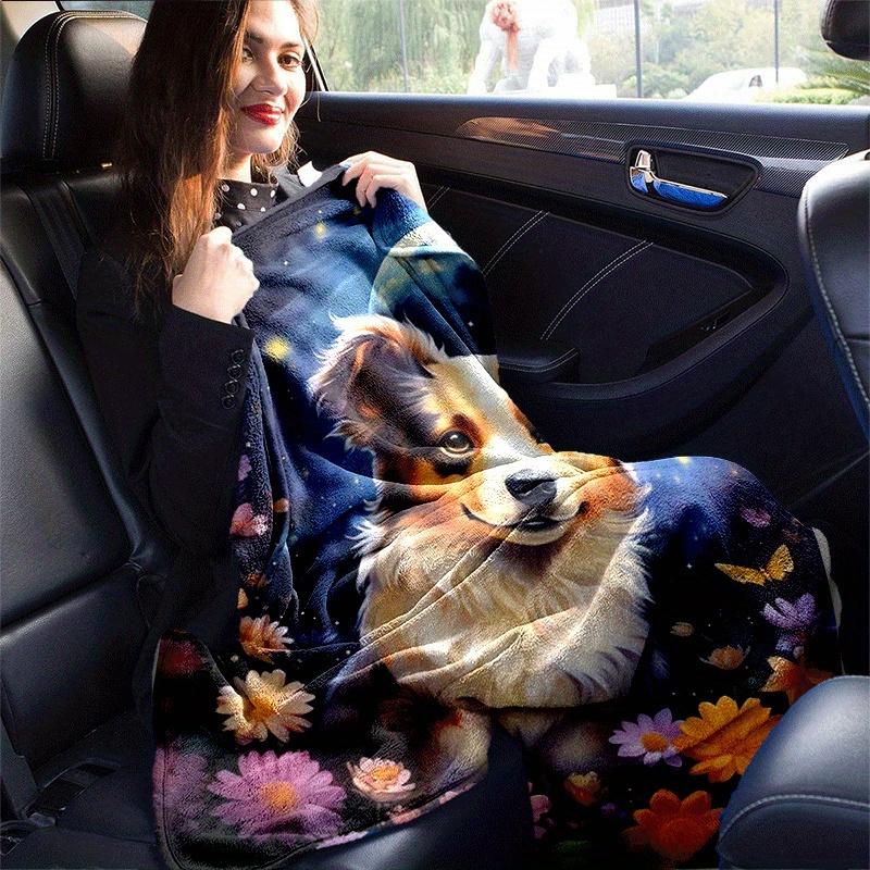 1pc Dog Printing Lightweight Flannel Blanket, Comfortable and Warm Blanket, for Camping Sofa Bed and Couch Office, In All Seasons