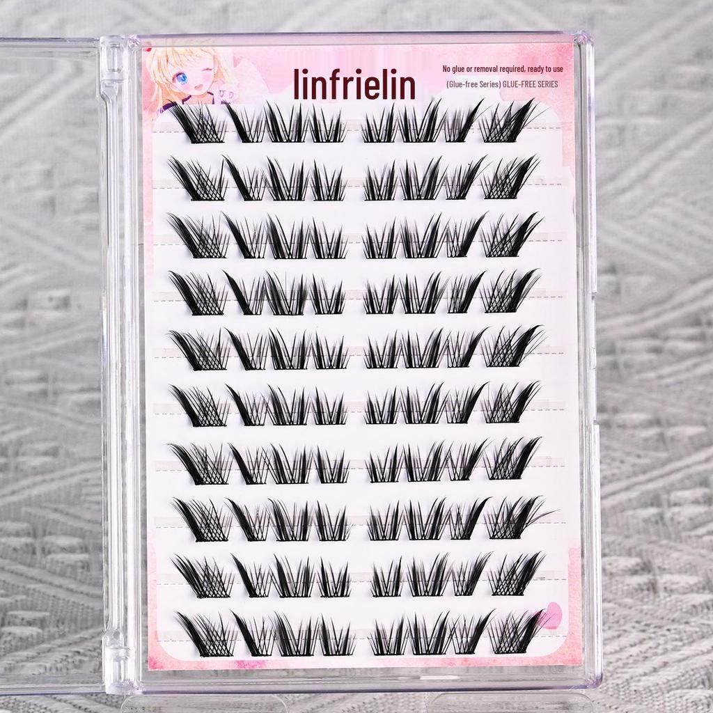 Fuli Lin Hybrid Faux Lashes: Cat, Rabbit, Fox Dual Cluster, Natural Look, Upper Eyelashes