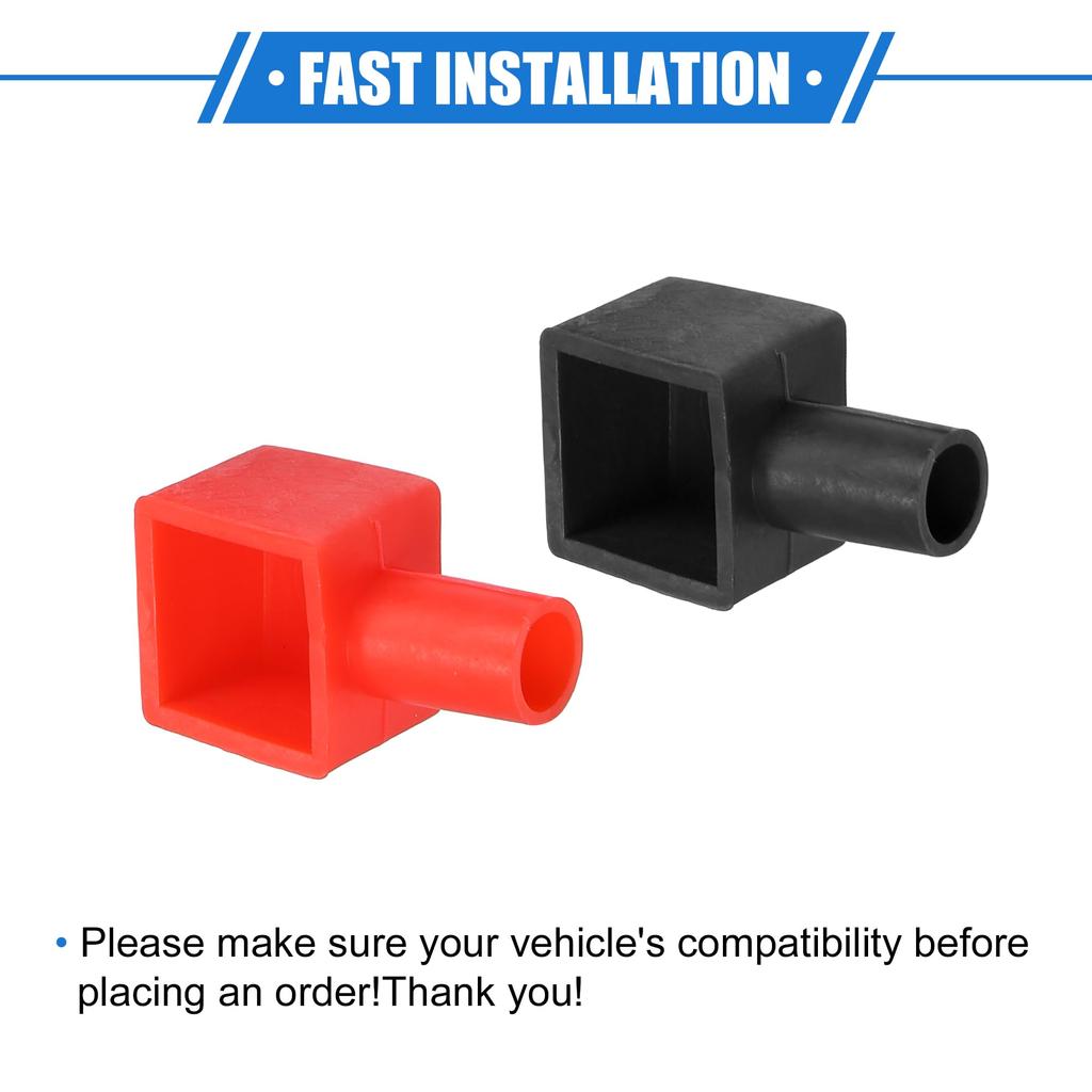 VekAuto 3 Pairs 30mm Length 7mm 0.28" Car Terminal Post Cap for Motorcycle Truck Marine PVC Red Black