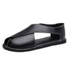 Men Flat Bottom Casual Leather Sandals Summer New British Style  Soft Bottom Anti-Slip Business Shoes Breathable Roman Sandals