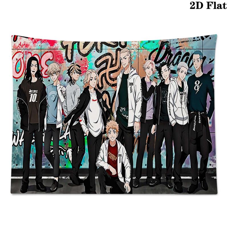 Tokyo Revengers Wall Tapestry Aesthetic Wall Hanging Printed Fabric Blanket Decorative Tapestries for Bedroom Living Room Home Decor