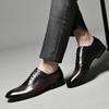 Sapatos masculinos de couro legítimo de alta qualidade, elegantes, formais, para escritório, Oxfords, sapatos de casamento, com cadarço, sapatos de couro empresarial, feitos à mão, pretos