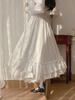 Damen Spitze Langer Rock Hohe Taille Schleife Rüschen A-Linien-Rock Kawaii Japanischer Stil Vintage Kleidung Frühling Herbst