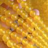 7A Natural Yellow Agate Round Beads for DIY Bracelets & Bangles, High Ice Yellow Chalcedony, Semi-Finished Parts