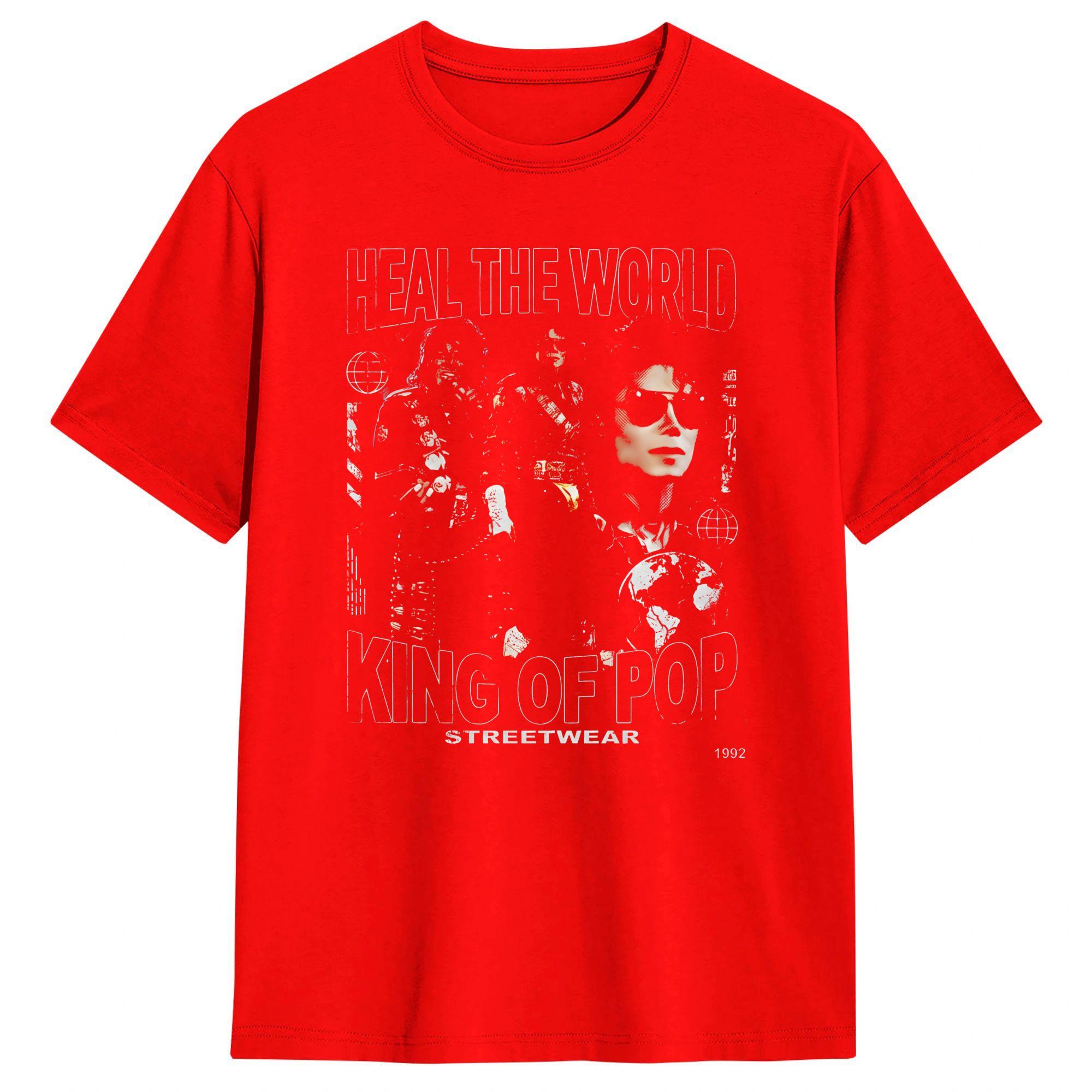 MMichael JJackson heal the world TShirt Summer 100 Cotton T Shirts For Couple Casual Tshirt Short Sleeve Vintage Top Tees S