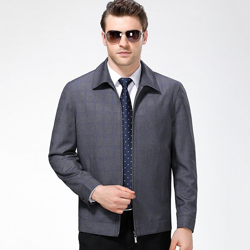 

Весенне-осенняя куртка нового стиля для мужчин, не требующая глажки, свободная, для папы среднего возраста, деловая повседневная куртка, шерстяная куртка, мужской тонкий топ 195