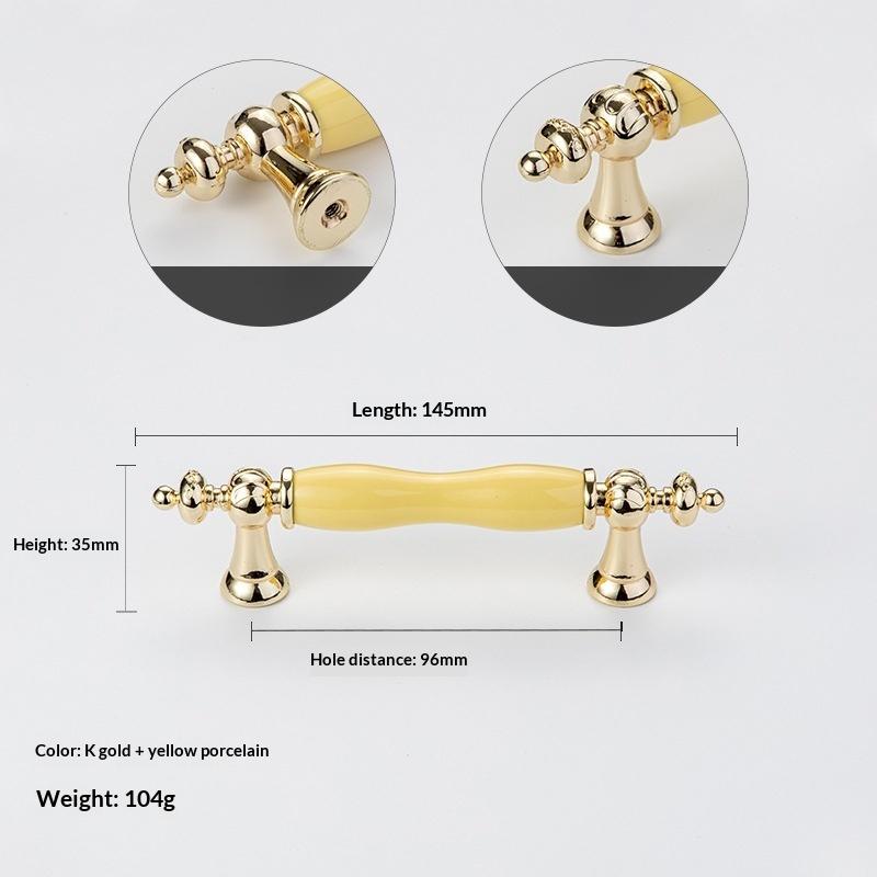 Modern Colored Ceramic Furniture Handle Golden Wardrobe Cabinet Handles Closet Door Knob Dressing Table And Drawer Pull Hardware
