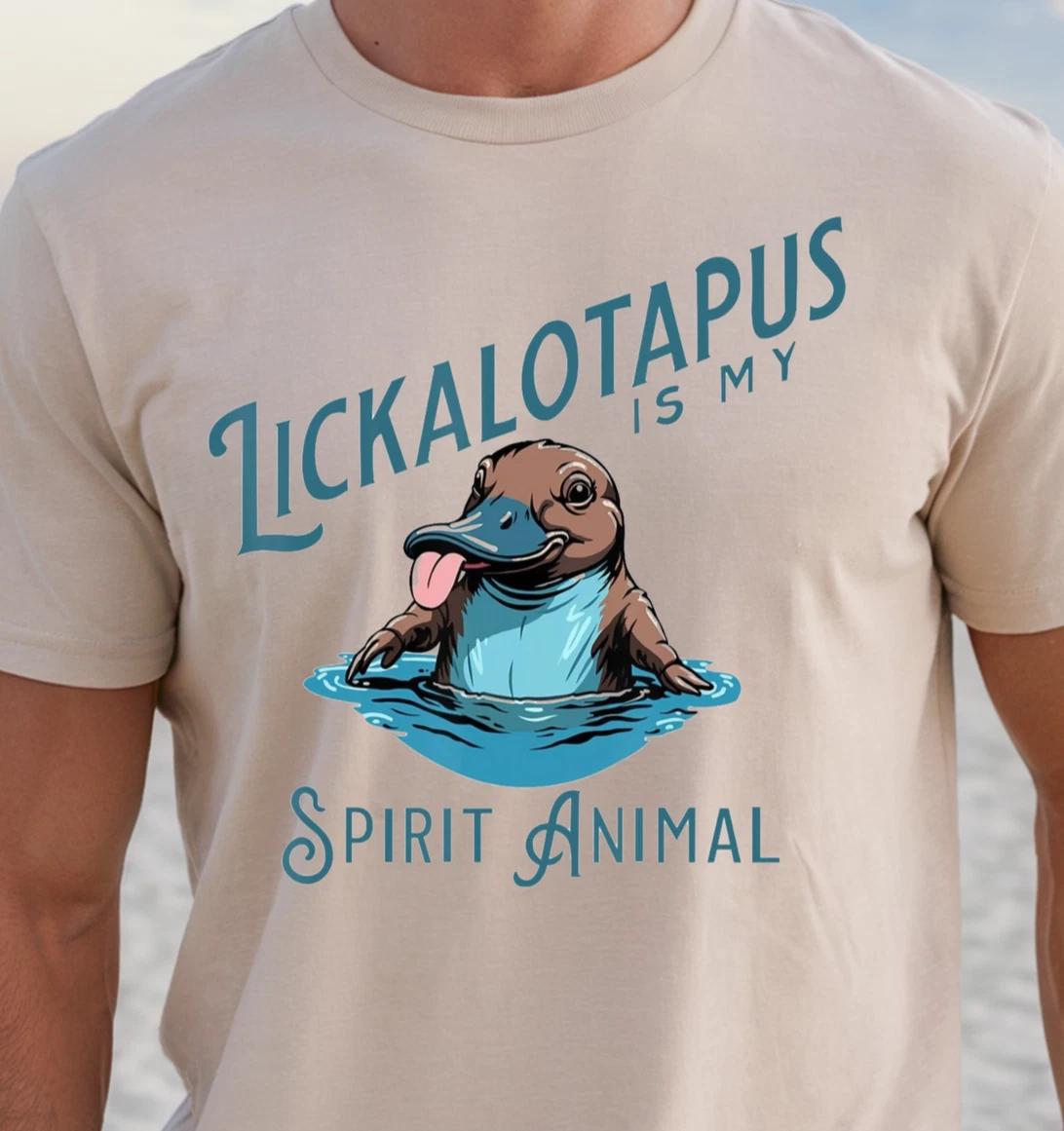 Lickalotapus Spirit Animal T-Shirt, Cute Platypus Shirt, Funny Unisex Tee S