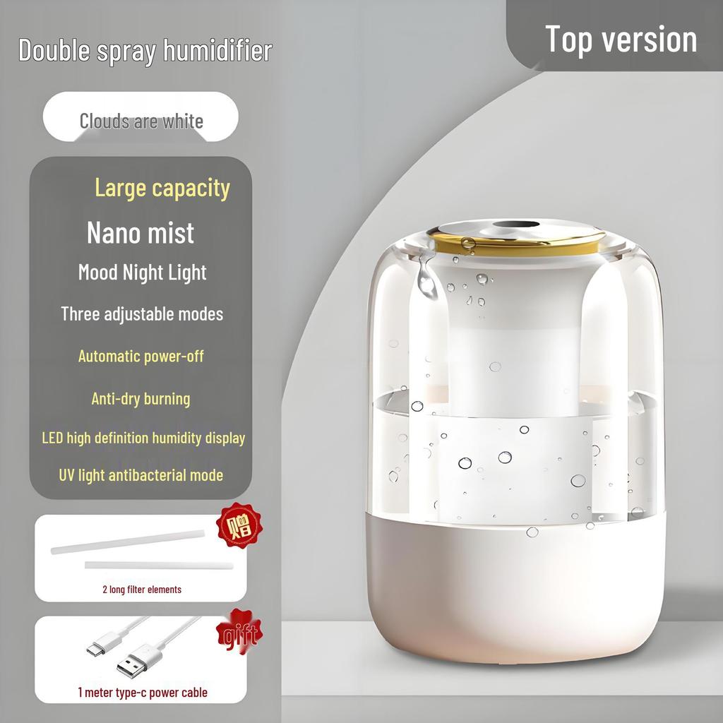 Large Capacity USB Desktop Humidifier for Home, Bedroom, or Office - Portable Mini Air Purifier with High Fog Output