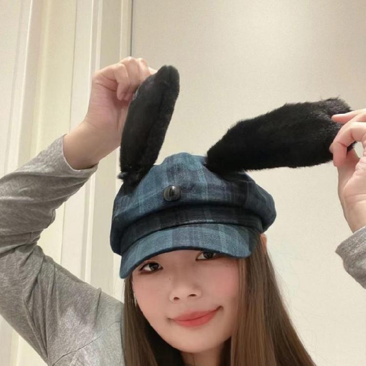 Beret with Puppy Ear Painter Hat Cabbie Hat Grandpa Hat for Autumn Winter