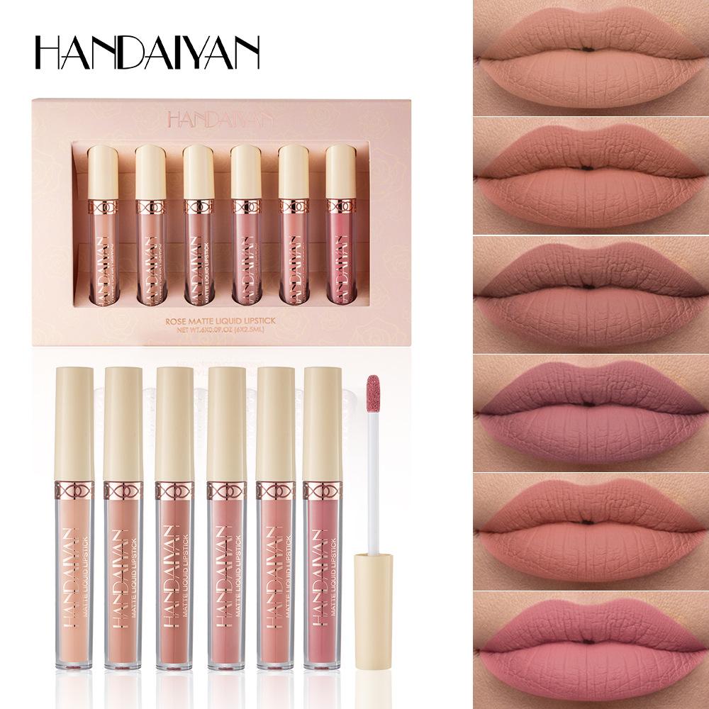 6pcs Matte Liquid Lipstick Set, Waterproof Velvet Naked Lip Gloss, Long-Lasting Non-Stick Cup Nude Red Lip Tint, Pigmented Makeup Cosmetics for Women