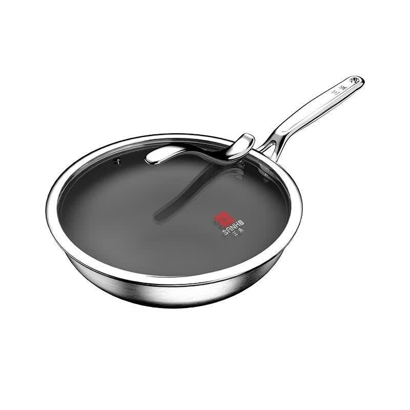 Sanhe 32cm 0-Coating Pure Titanium Non-Stick Wok with Lid
