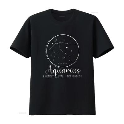 Aquarius Star Chart Zodiac T Shirt Vintage Washed Casual Slightly Unisex Stylish Comfortable Versatile Graphic