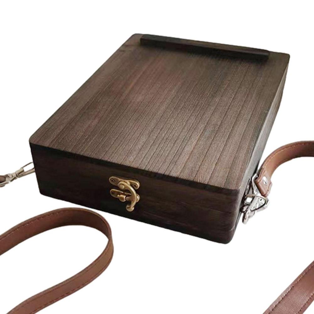 

Portable Writing Box Creative Portable Large Capacity Art Container Art Supply Organizer Wood Postman Bag Container For Glasses