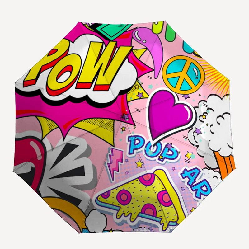

1pc Comic Book Style Automatic Open/Close Umbrella, Umbrella with cartoon Design, Portable Compact Umbrella for Men & Women, Good Holiday Gi