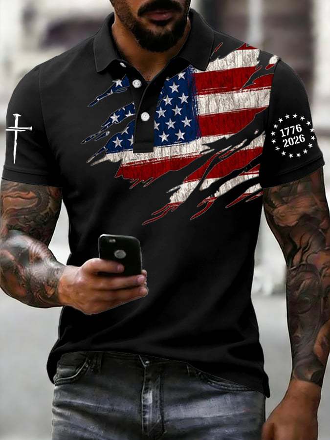 2026 Spring and Summer New Hot Selling Polo Shirt for Men with European and American Short Sleeves and Digital Printing