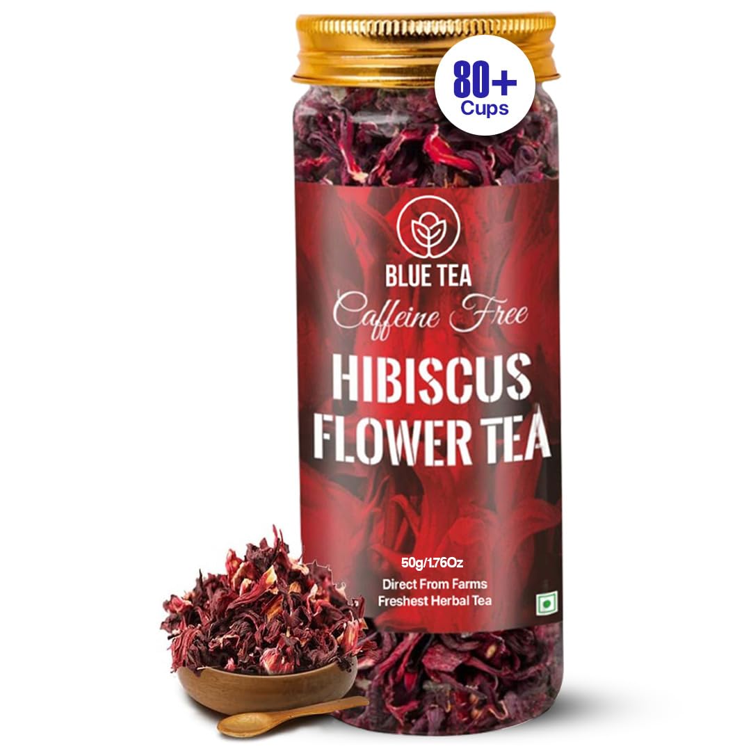 

BLUE TEA - Hibiscus Tea - 50 gm (80+ Cups) | SKIN GLOW ENHANCING TEA | Flower Based - Herbal Tea - Caffeine Free - Tangy Flavor - Non-GMO | Featu